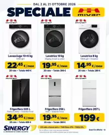 Volantino Sinergy Pagina 5: Lavatrice 10 kg Mivar €19,95, Lavatrice 8 kg €14,95