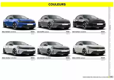 Catalogue Opel page 12: Noir karbon métallisé €700,00, Gris kristall métallisé €700,00