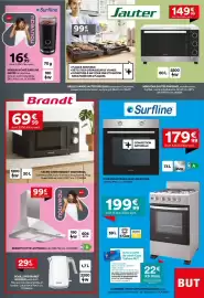 Catalogue BUT page 13: BRANDT Bouilloire €29,99, Surfline cuisinière 4 feux €199,99