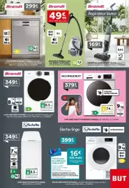 Catalogue BUT page 15: Brandt Aspirateur traîneau €49,99, Brandt lave-linge €349,99