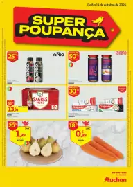 Folheto Auchan semana 41 Página 1: Yopro numa seleção de iogurtes líquidos, Cerveja Branca Mini Sagres €13,99