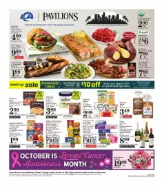 Pavilions weekly ad week 41 Page 1: Tillamook Cheese or Chobani Greek Yogurt €2,99, Tillamook ice cream or bars €3,99