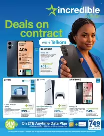 Incredible Connection catalogue Page 1: SAMSUNG Galaxy A16 €249,00, PS5 Slim Digital 825GB (E) €689,00