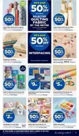Spotlight catalogue Page 7: Crafters Choice Diamond Painting Canvas Packs €9,00, Apparel Calico Fabric By The Metre €2,00