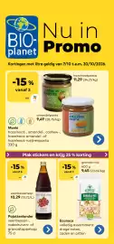 Bio Planet folder Pagina 1: Pajottenlander veenbessen- rodedruiven- of granaatappelsap €10,29, Granola mix €9,45