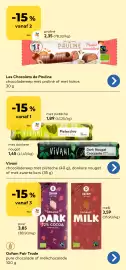 Bio Planet folder Pagina 14: Les Chocolats de Pauline chocoladereep €2,35, Vivani chocoladereep met pistache €1,89