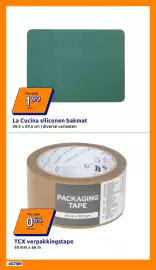 Action folder week 42 Pagina 10: La Cucina siliconen bakmat €1,99, TCX verpakkingstape €0,65