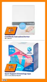 Action folder week 42 Pagina 14: Comfibeds matrasbeschermer €4,49, Sport Support kinesiologie tape €1,69