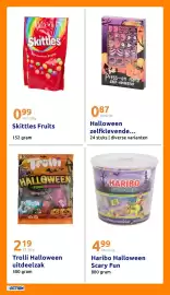 Action folder week 42 Pagina 28: Haribo Halloween Scary Fun €4,99, Halloween zelfklevende... €0,87