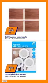 Action folder week 42 Pagina 31: Zelfklevende wandtegels €2,98, Grundig led-druklampen €2,24