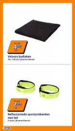 Action folder week 42 Pagina 32: Velours badlaken €4,99, Reflecterende sportarmbanden met led €2,99