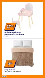 Action folder week 42 Pagina 8: Mini Matters houten make-uptafel met krukje €27,95, Easy dekbed €9,95