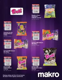 Catálogo Makro Página 5: Pin Pop Frunas Halloween €6.740,00, Trolli gomas arañas rellenas €11.020,00