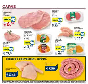 Volantino Esselunga Pagina 18: Lonza di suino €6,59, Fileni Light Cotosnella Cotoletta €2,99