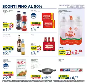 Volantino Esselunga Pagina 7: Acqua Panna Toscana €2,04, Birra Moretti classica €0,99