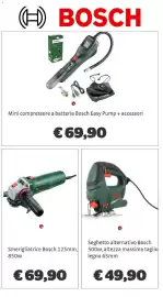 Volantino Bricocenter Pagina 19: Seghetto alternativo Bosch €49,90, Smerigliatrice Bosch 125mm €69,90