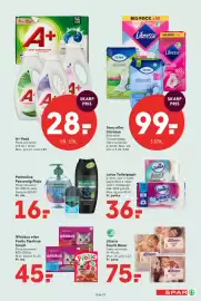 SPAR tilbudsavis uge 41 Side 21: Palmolive Personlig Pleje €16,00, Tena eller Libresse Bind eller Trusseindlæg €99,00