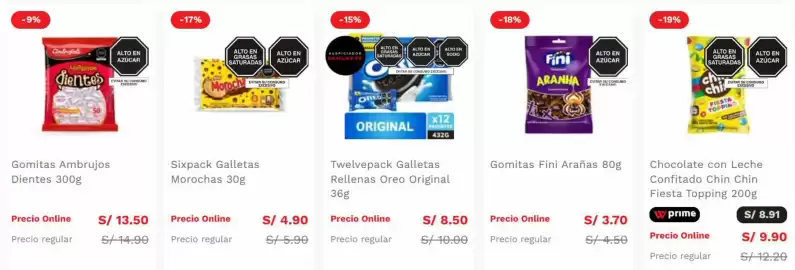 Catálogo Wong Página 4: Chin Chin Chocolate con Leche Confitado Fiesta Topping €8,91, Morochas Sixpack Galletas €4,90