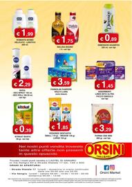 Volantino Orsini Market Pagina 12: Pannolini Pampers Sole e Luna €3,59, Assorbenti Lines Seta Ultra €1,45