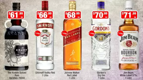Liquor Stax catalogue Page 10: Johnnie Walker Red Label €68,99, Smirnoff Vodka Red €66,99