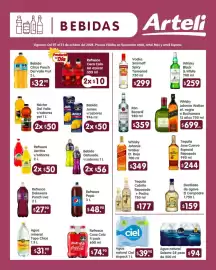 Folleto Arteli Página 5: Ciel agua natural €39,90, Ron Bacardí €359,00