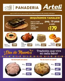 Folleto Arteli Página 7: Pollo rostizado entero €149,00, Pan dulce artesanal Espiral o Novia €6,90