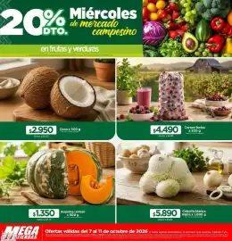 Catálogo MegaTiendas Página 2: 20% DTO. Miércoles de mercado campesino en frutas y verduras No aplica para pequetones