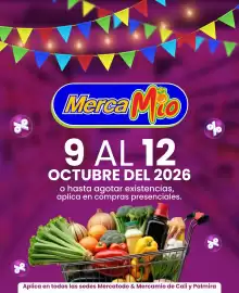 Catálogo MercaTodo Página 1: Merca Mto 9 AL 12 OCTUBRE DEL 2026 o hasta agotar existencias, aplica en compras presenciales