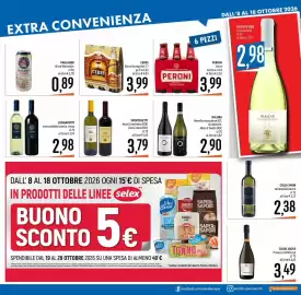 Volantino Emisfero Pagina 25: Vino cadetto bianco, rosso Lungarotti €2,98, Peroni birra €3,99