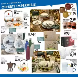 Volantino Emisfero Pagina 38: Tazze in vetro borosilicato con manico colorato €0,99, Set 6 calici tasting €9,90