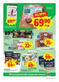 Stora Coop reklamblad vecka 42 Sida 4: Grytbitar av nötkött – sous vide €69,90, Färsk fläskkarré €69,90