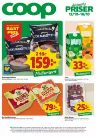 Coop reklamblad vecka 42 Sida 1: Kycklingbröstfiléer, Medlemspris, Juice, Medlemspris