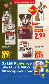 Lidl folder week 42 Pagina 19: Max & Mila's World Hondenpaté €0,49, Max's World Hondenkoekjes €0,79