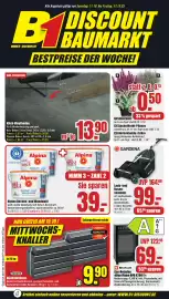 B1 Discount Baumarkt Prospekt woche 42 Seite 1: Alpina Decken- und Wandweiß €39,00, Klick-Vinylboden €13,90