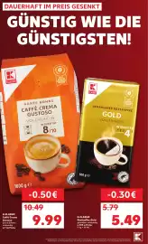 Kaufland Prospekt Seite 14: K-CLASSIC Röstkaffee Gold €5,49, K-CLASSIC Caffè Crema Gustoso €9,99