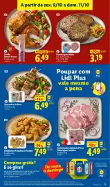 Folheto Lidl Página 5: Hambúrguer Misto €3,19, Espetadas de Peru €6,49