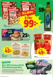 Stora Coop reklamblad vecka 42 Sida 3: Grandiosa pizza €99,00, Findus fish & crisp burger €25,00