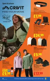Lidl leaflet week 42 Page 24: Crivit Head Torch €1,99, Crivit men's waterproof hiking boots €17,99