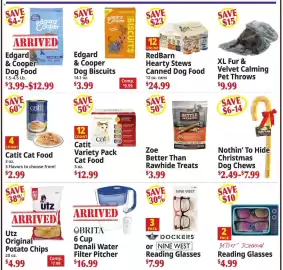 Ocean State Job Lot flyer week 41 Page 3: Utz original potato chips €4,99, RedBarn Hearty Stews Canned Dog Food €24,99