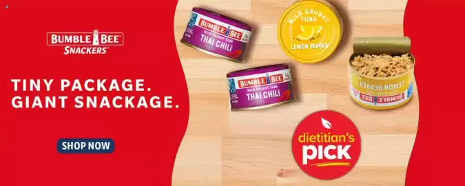 GIANT weekly ad week 41 Page 10: 11 BUMBLEBEE SNACKERS MA TINY PACKAGE. GIANT SNACKAGE. SHOP NOW BUMBLE BEE WILD CAUGHT TUNA