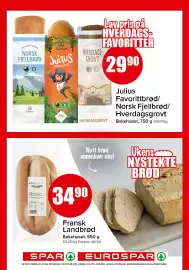 Spar kundeavis uke 41 Side 10: Julius Favorittbrød/ Norsk Fjellbrød/ Hverdagsgrovt €29,90, Fransk Landbrød €34,90