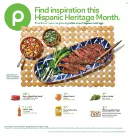 Publix weekly ad week 41 Page 1: Publix USDA Choice Beef Bottom Sirloin Flap Steak €14,99, Yellow Onions €1,49