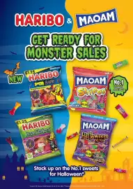Musgrave MarketPlace leaflet Page 8: HARIBO & MAOAM GET READY FOR MONSTER SALES £1.25 Share size NEW HARIBO SOUR BALS ids