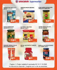 Catalog Unicarm Pagină 1: Barilla sos bolognese cu carne €14,25, Home Garden măsline verzi umplute cu ardei €12,55