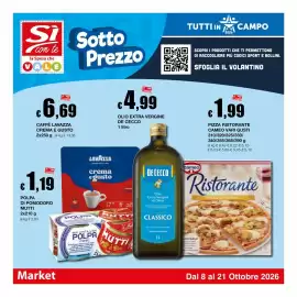 Volantino Sì con te Market Pagina 1: Si Sotto Prezzo con te la Spesa che VALE € 6,69 CAFFÈ LAVAZZA CREMA E GUSTO 2x250 g al