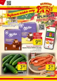 Delikatesy Piotruś Pan gazetka Strona 1: Ogórek gruntowy €3,99, Kiełbasa głogowska Smak Gorno €3,39