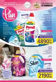 PlusMarket akciós újság Oldal 1: Persil mosógél €4.890,00, Silan öblítő €2.190,00