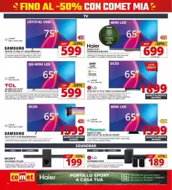 Volantino Comet Pagina 16: Haier SMART TV 65" H65M95EUX SERIE M95 €699,00, LG OLED EVO AI TV 65" SERIE C6 €1.899,00