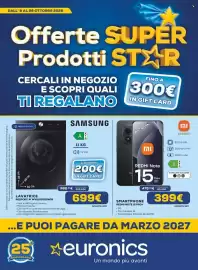 Volantino Euronics Pagina 1: Smartphone Redmi Note 15 Pro+ €399,00, Lavatrice Bespoke AI €699,00
