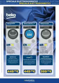 Volantino Euronics Pagina 7: Asciugatrice a pompa di calore Beko €50,00, Steam cure €449,99